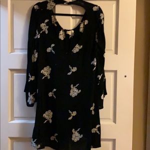 Black Boho long sleeve dress LARGE